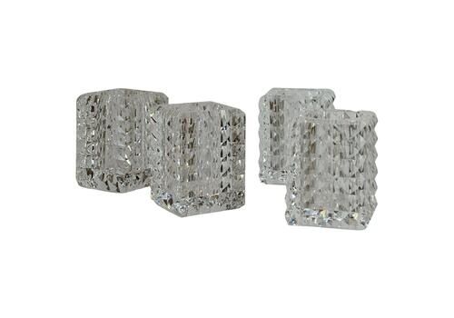 Set Of Four Veritas Faceted Optical Glass Candle Votives, Texas, 2016
