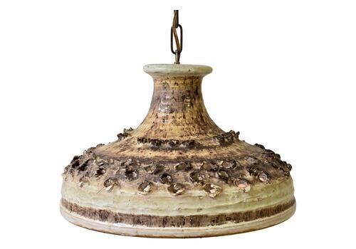 Brutalist Ceramic Pendant Light, France, 1960s–1970s