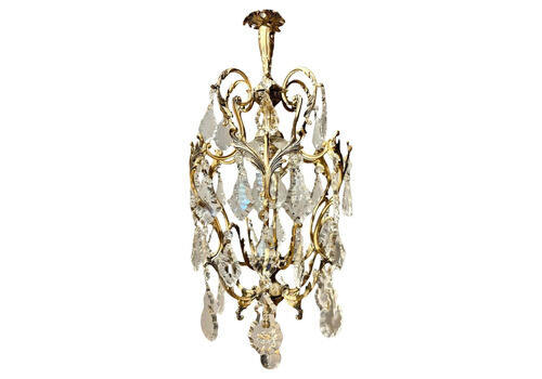 Italian Florentine "Birdcage" Crystal Chandelier