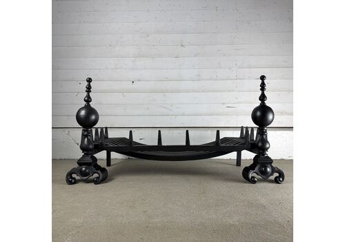Large 36 Inch Cast Iron Saddle Grate Fire Basket On Dogs