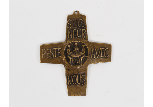 Egino Weinert Small French Brutalist / Abstract Bronze Wall Hanging Cross