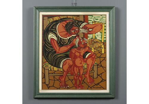 Mother With Child Giuseppe Migneco Contemporary Painting XX Century