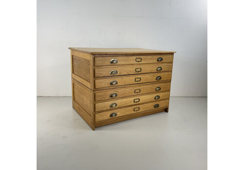 1930s 6 Drawer Plan Chest With Brass Cup Handles