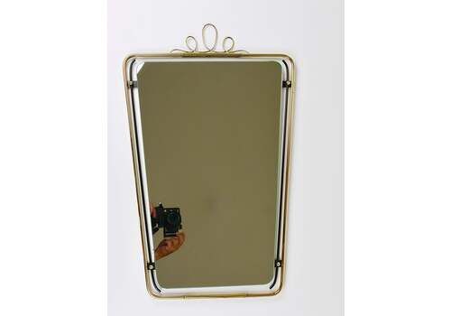 Midcentury Modern Brass Loops Wire Wall Mirror, Italy, 1950s