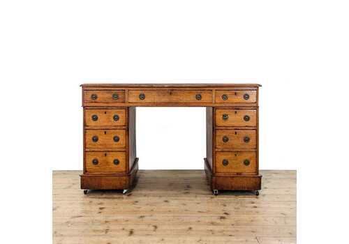 Antique Victorian Oak Pedestal Desk | Desk | Kneehole Desk | Pedestal Desk | Oak Desks