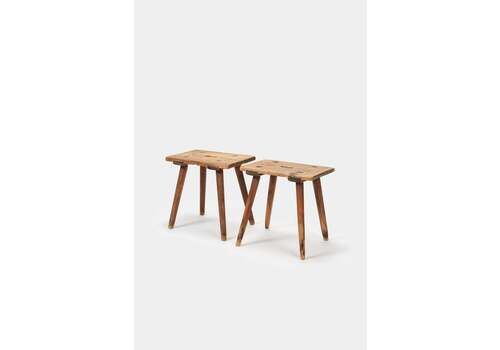 Pair Rustic Wooden Stools, Switzerland