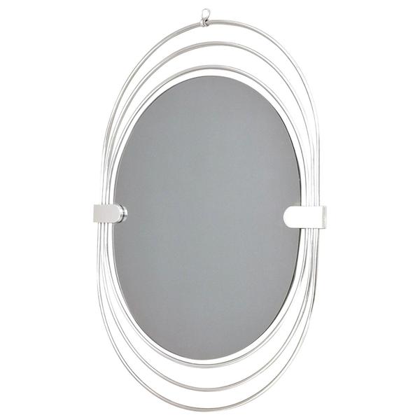 Oval Smoked Wall Mirror With A Triple Chrome Plated Metal Frame Italy 1970s