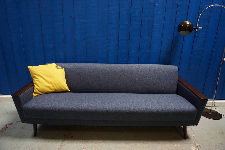 Mid Century Danish Sofa Bed In Navy Blue Tweed 1960 S Mid Century Danish Sofa Bed In Navy Blue Tweed 1960 S