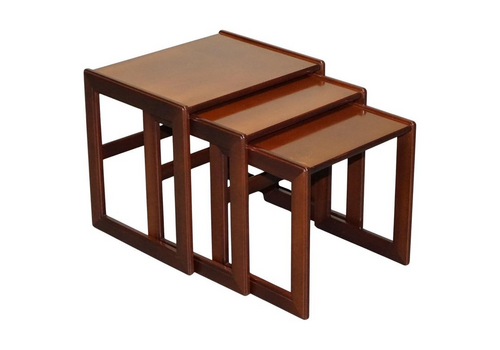 British G Plan Mid Century Hardwood Teak Nesting Tables Sleek Minimalist