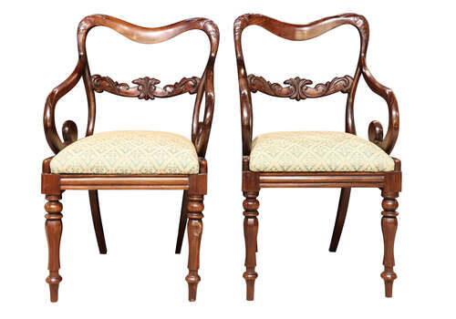 Pair Of William IV Mahogany Saddleback Carver Chairs, C.1830
