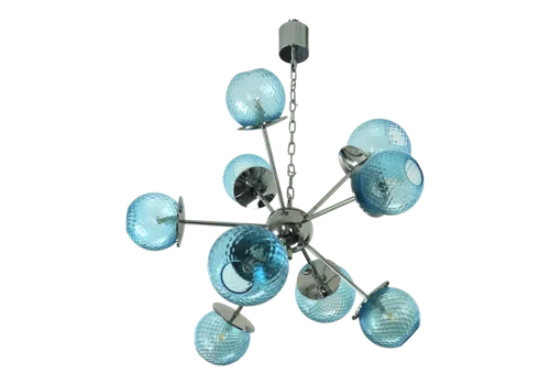 Contemporary Sputnik Light Blue "Ballotton" Murano Glass Chandelier