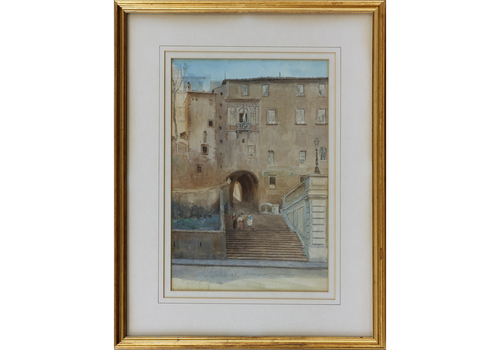 Watercolour By Charles King Wood.  The Palazzo Borgia, Rome.