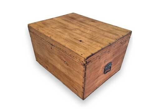 Antique 19th Century Waxed Pine Storage Trunk – Rustic Blanket Chest