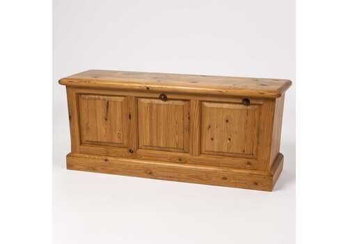 Vintage Pine Blanket Box | Rustic Panel Storage Chest | Farmhouse Coffee Table Hallway Bench