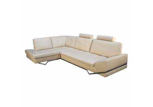 Roche Bobois Cream Leather Sectional Sofa