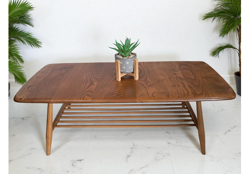Mid Century Ercol Plank Coffee Table Solid Elm Vintage Retro Restored 1970