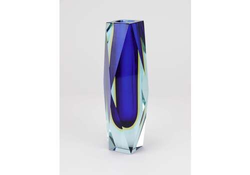 Tall Mandruzzato Sommerso Faceted Murano Glass Block Vase, Italy, 1960s