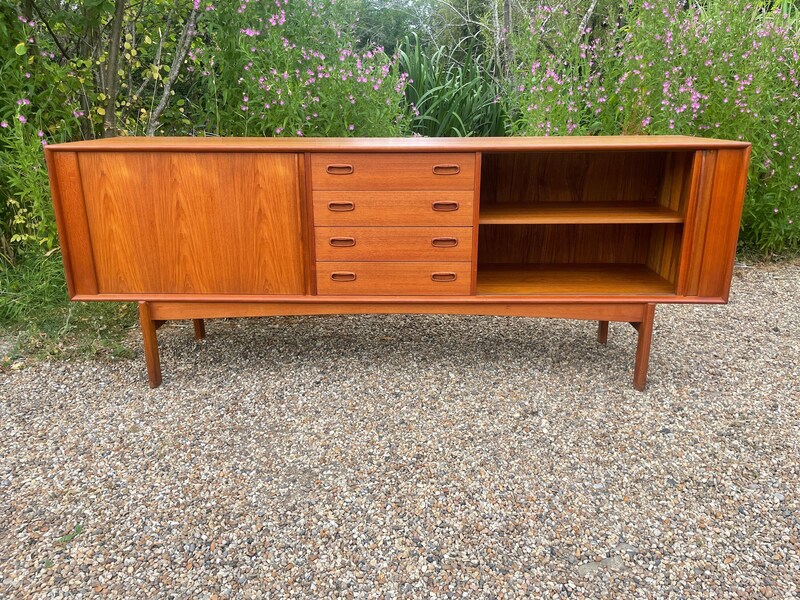 Vintage Mid Century Modern Danish Teak Tambour Fronted Sideboard By ...