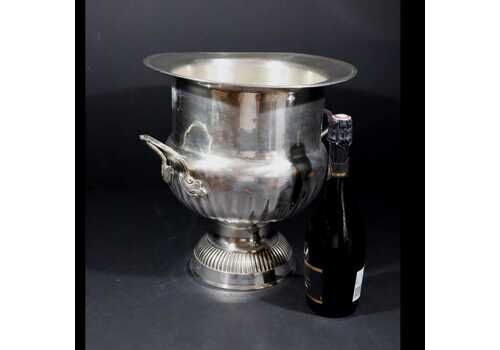 Large French Champagne Bath Vintage Silver Plate Pedestal 4 Bottle Champagne Cooler Ice Bucket