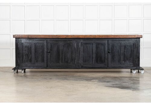 Monumental 19thc Ebonised English Pine Dresser Base