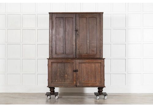 English Georgian Country Scrumble Grained Pine Housekeepers Cupboard