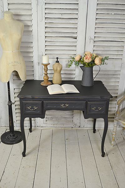Small French Louis Xv Vintage Black Desk Free Uk Delivery Vinterior