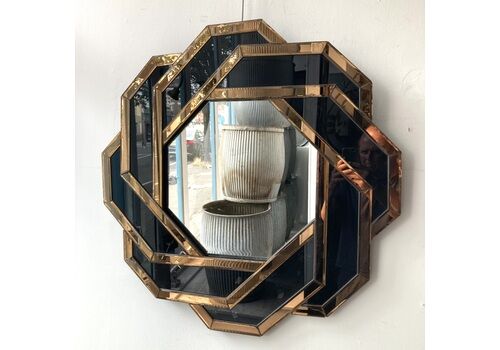 Gold And Black Geometric Mirror