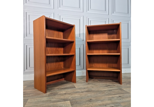 Retro Vintage Pair 2 Parker Knoll Teak Bookcases – Open Shelves Mid Century Mcm