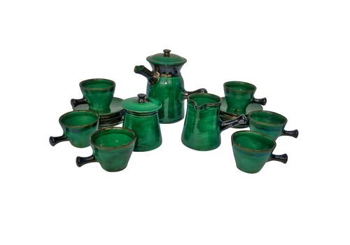 A Mid Century Japanese Emerald Glazed Tea Set