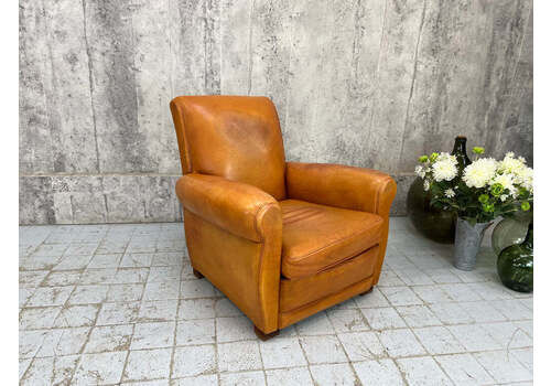Individual Cognac Coloured Leather Club Chair Armchair