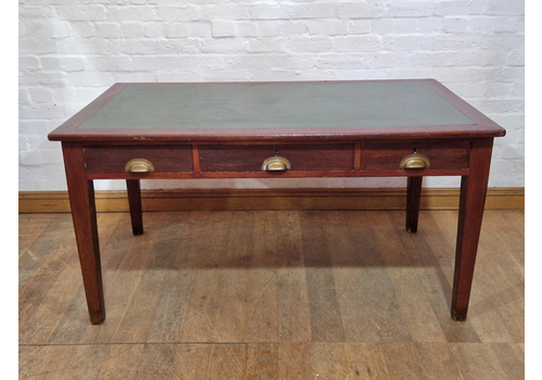 Antique Industrial Library Table Large 3 Drawer Desk