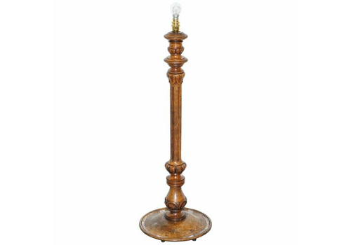 Victorian Walnut Empire Pillar Large Table Top Small Floor Standing Lamp Convert