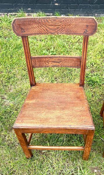 Set Of Four Oak Antique Dining Chairs Vintage Industrial Retro