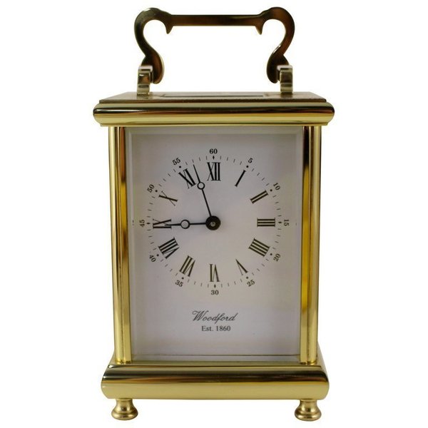 Woodford England Gold Plated Mechanical Carriage Clock Vinterior