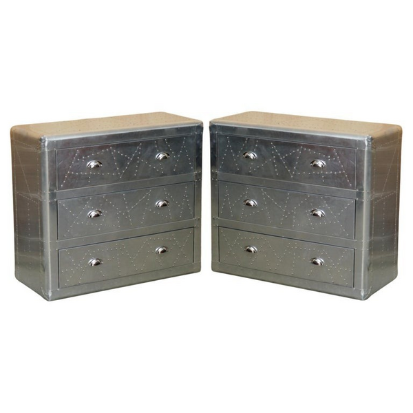 Cool Pair Of Vintage Aviator Hand Hammered Chest Of Drawers Industrial ...