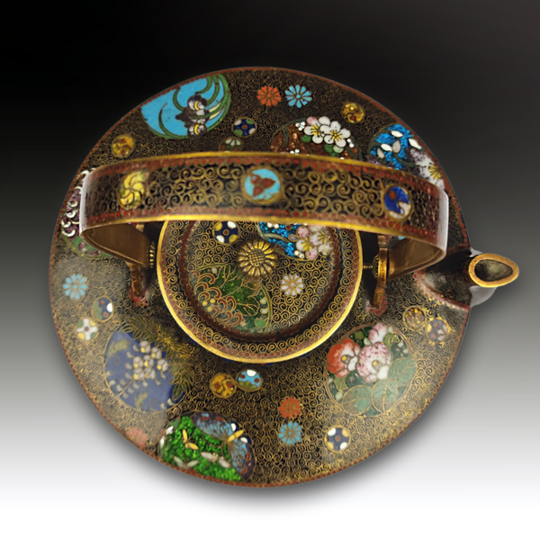 Théière Japonaise Cloisonnée Sur Cuivre Meijei Takahara Komajiro - Manque Poignée