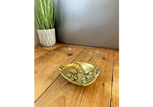 Unusual Antique French Brass Bronze Crescent Moon Face Incense Dish Ashtray Bowl