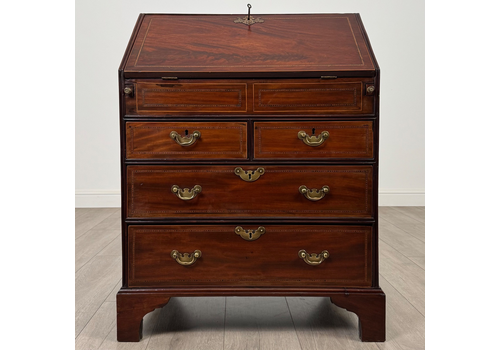 Antique 18th Century Mahogany Bureau Of Small Proportions