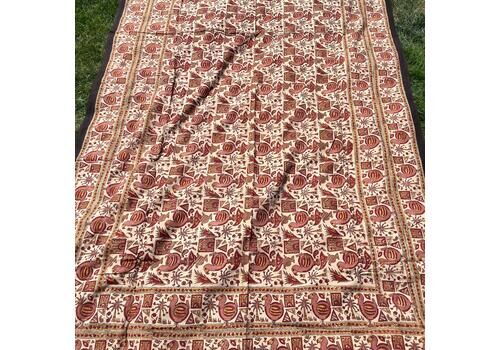 Hand Printed Indian Fabric 305x145cm Dodo Bird Pattern Block Pink Red Tapestry Cotton Handmade Craft Round Making Traditional Cloth India
