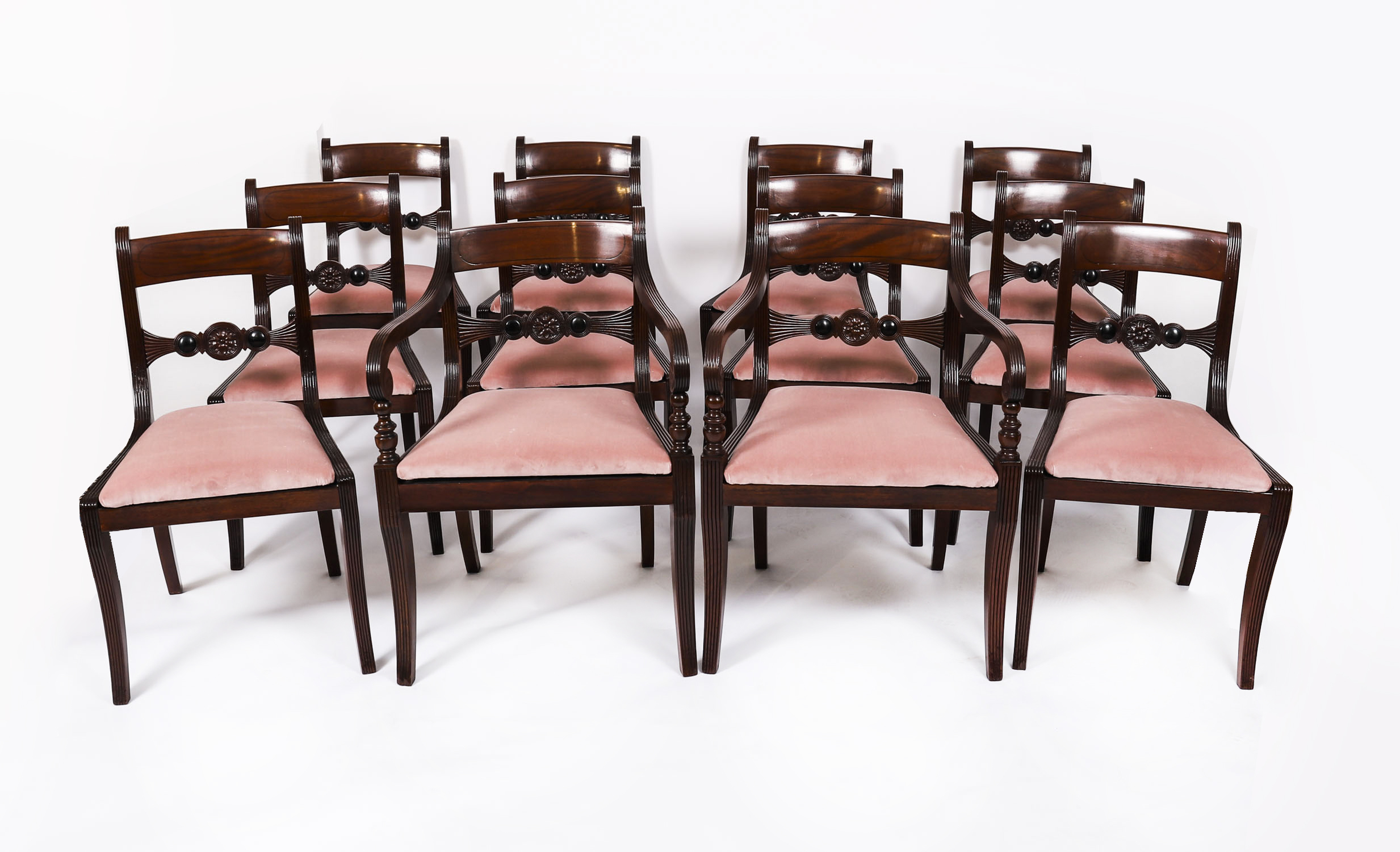 Set 12 Regency Bar Back Dining Chairs C1830 19th C Vinterior