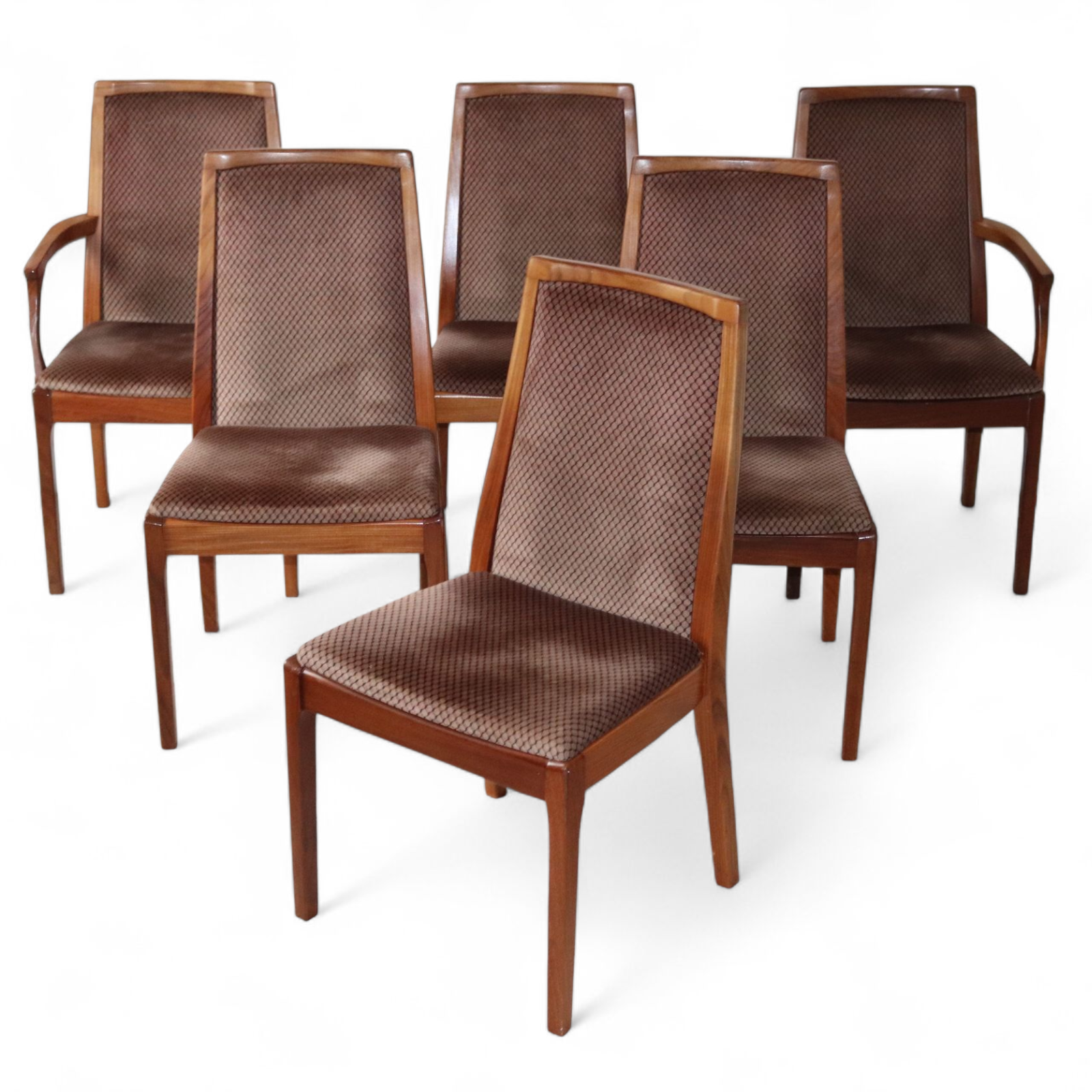 Set Of 6 Mid Century Teak Dining Chairs Including 2 Carvers