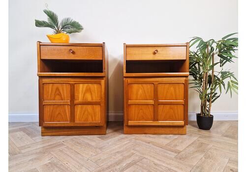 Pair Nathan Parker Knoll Mid Century Medium Teak Danish Design Bedside Chest Cabinets
