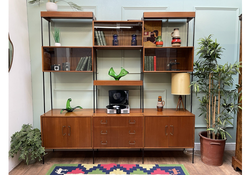 Stunning Mid Century Retro Teak Modular Shelving Unit By Vanson, Ladderax Style