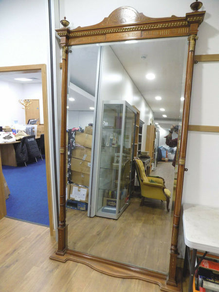 Antique Edwardian Large 8 X4 Walnut Gilt Freestanding Full Length Antique Edwardian Large 8 X4 Walnut