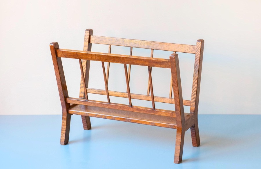 Mid Century Magazine Rack Oak Book Storage Unit 1960s Storage Rack ...