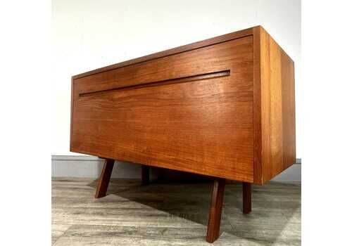 Fantastic Mid Century Teak Record Cabinet Recessed Handle 1960's