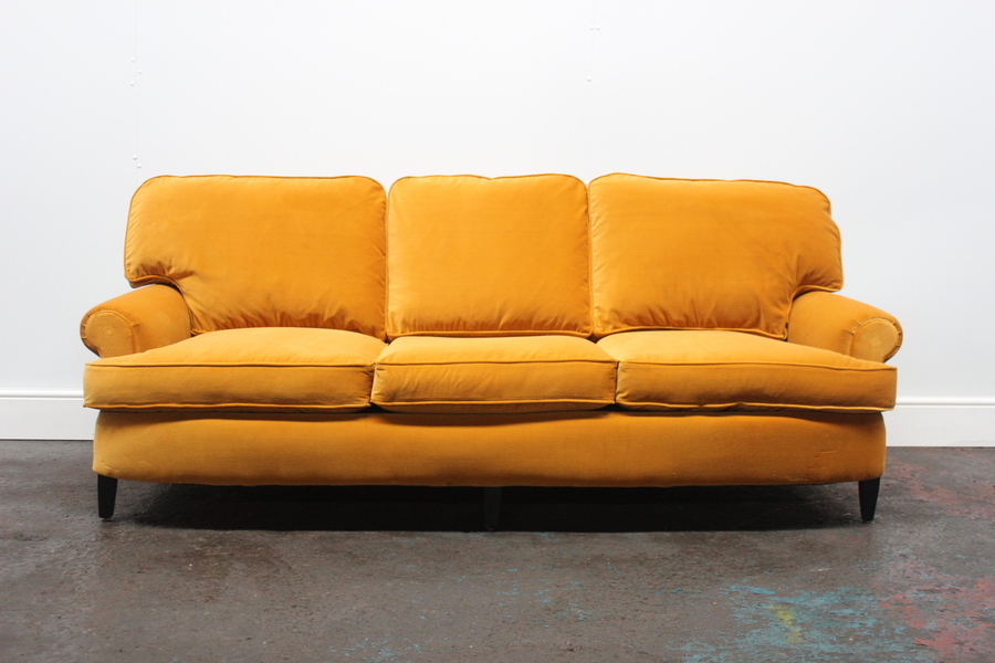 Pristine Ralph Lauren Penthouse Suite 3 Seat Sofa In Gold Orange