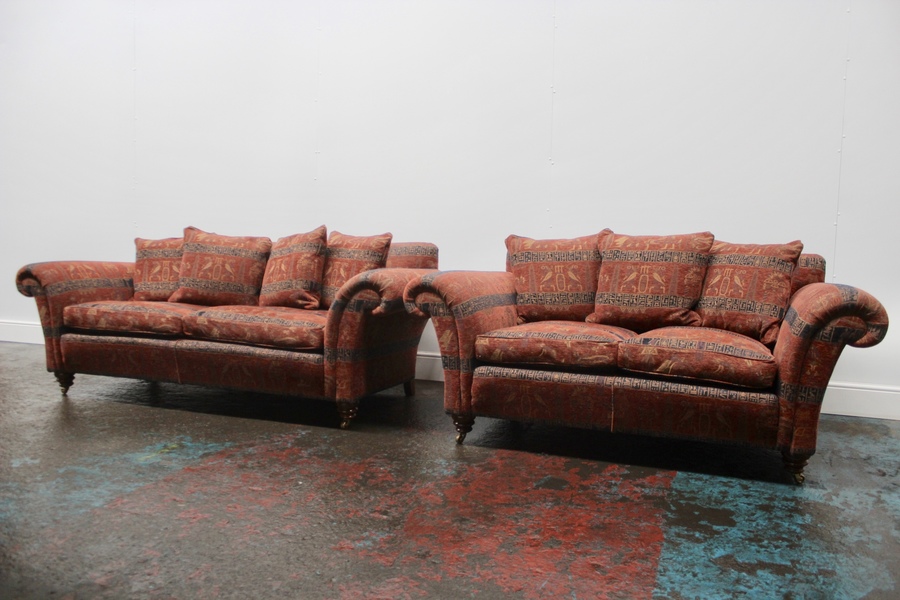 Handsome Pair Of Duresta Watson 3 Seat And 2 5 Sofas In Luxor Tapestry Fabric