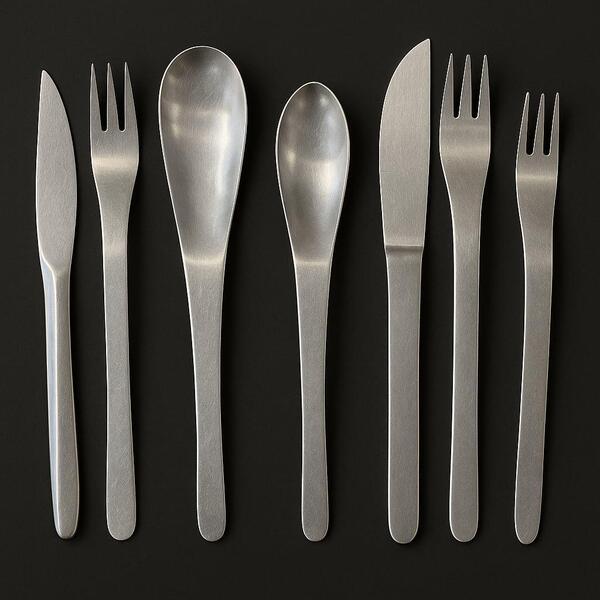 Vintage 1970s Minimalist Modernist Flatware Set – Brushed Stainless ...