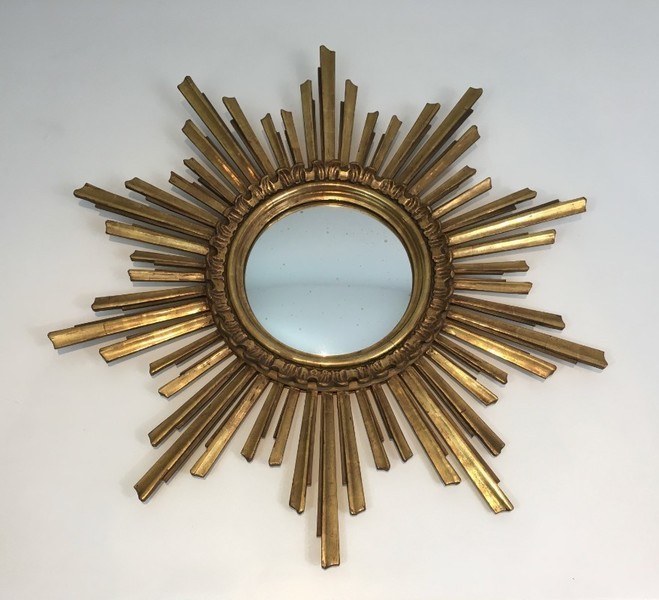 Gilt Wood Sunburst Mirror French Circa 1970